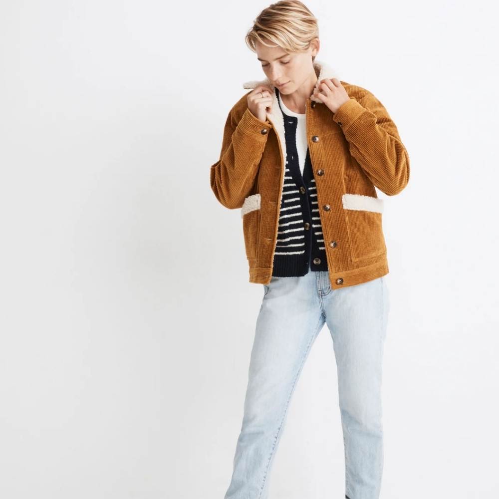 Madwell Sherpa Lined Corduroy Swing Chore Coat | SMALL